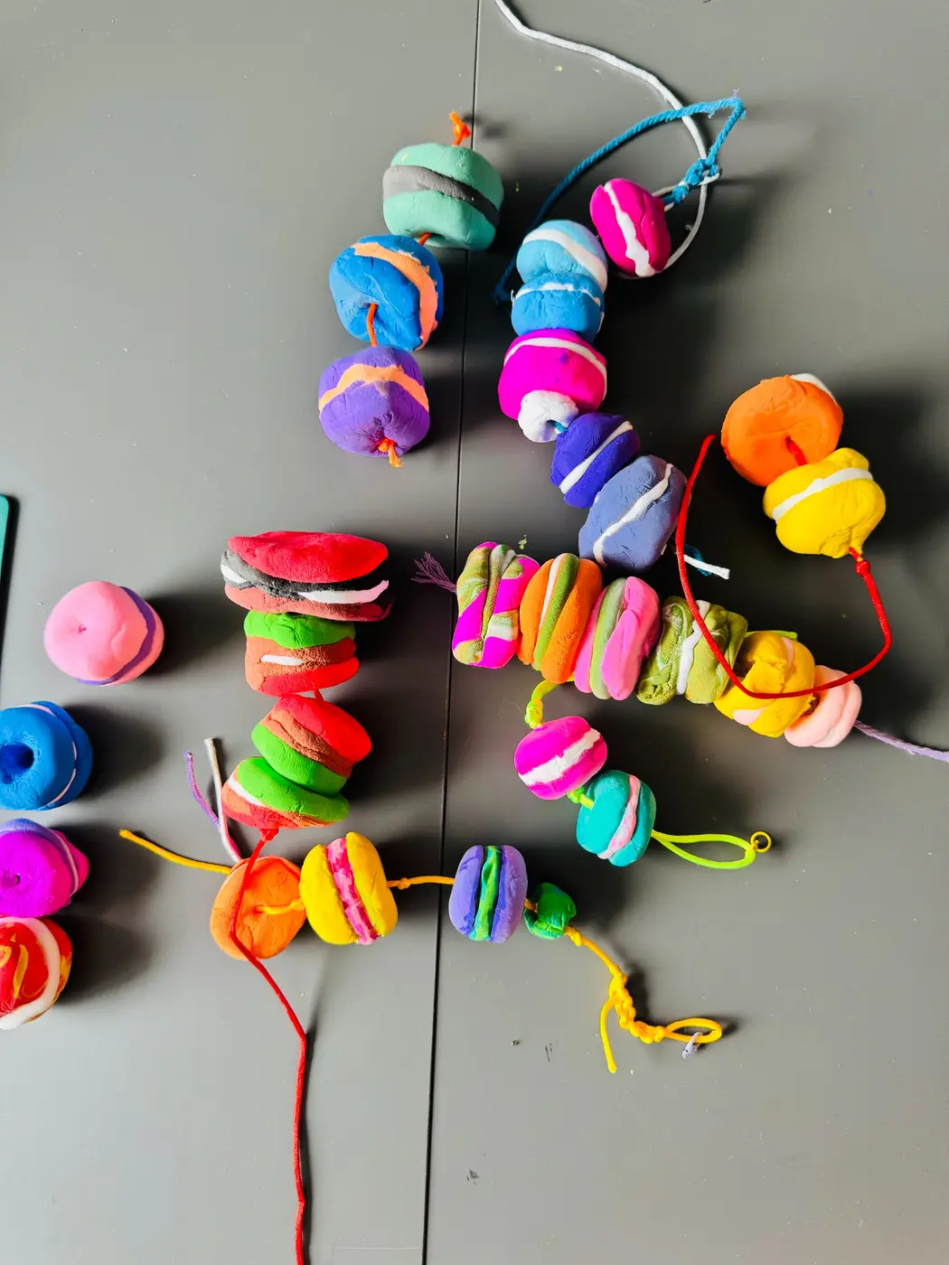 Colourful clay beads and miniature clay projects