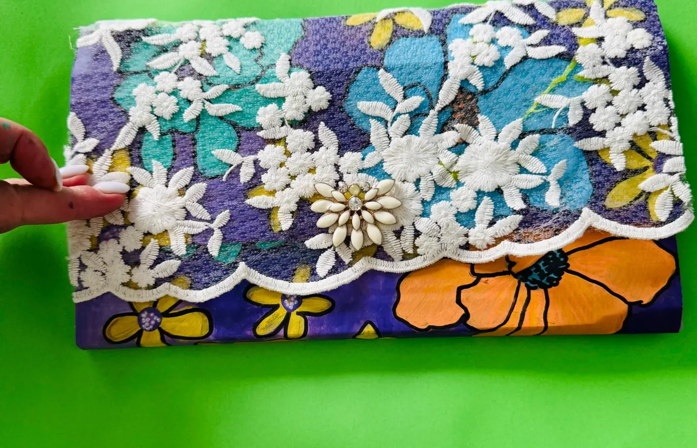 A colourful mixed-media textile project